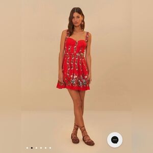 NWT FARM Rio Red Sweet Bloom Bouquet Lenzing™ Ecovero™ Euroflax™ Mini Dress